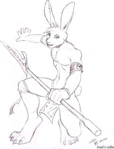 Rating: Safe Score: 0 Tags: 2012 anthro e621 gideon lagomorph leporid male mammal melee_weapon piercing polearm rabbit signature solo spear tessel tribal weapon User: bunchy7s