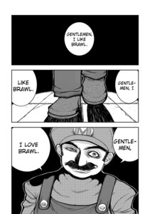 Rating: Safe Score: 0 Tags: clothing comic e621 english_text grandfathered_content greyscale hat headgear headwear hellsing human human_only male mammal mario mario_bros monochrome nintendo not_furry parody solo super_smash_bros. text text_on_clothing text_on_hat text_on_headgear text_on_headwear unknown_artist User: bunchy7s