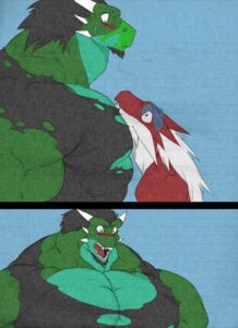 Rating: Safe Score: 0 Tags: 2012 abs akira_(ryuakira) anthro arekusanderu biceps black_hair body_size_growth clothing color_edit colored comic dragon duo e621 green_body green_scales growth hair hi_res horn hyper macro male muscular muscular_anthro muscular_male mythological_creature mythological_scalie mythology notveryathletic potion red_body red_eyes red_scales reptile ryuakira scales scalie shirt size_transformation small_head third-party_edit topwear torn_clothing transformation white_hair yellow_eyes User: bunchy7s