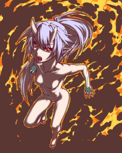 Rating: Explicit Score: 0 Tags: blue_hair blue_oni demon demon_girl female fire horns lowres nude oekaki oni pale_skin pointy_ears red_eyes rule34 User: bunchy7s