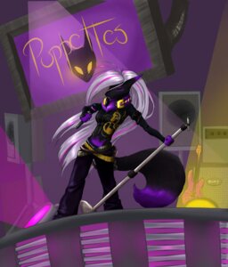 Rating: Safe Score: 0 Tags: 2012 alternate_color anthro arm_warmers armwear bandai_namco black_body black_fur bottomwear breasts canid canine chest_tuft clothing deldel digimon digimon_(species) digital_media_(artwork) dipstick_tail e621 electronics eyes_closed facial_markings fan_character female fur gas_mask gloves grey_hair hair handwear head_markings hi_res long_hair mammal markings mask microphone music pants pink_hair purple_body purple_fur renamon shirt solo stage tail tail_markings text topwear tuft User: bunchy7s