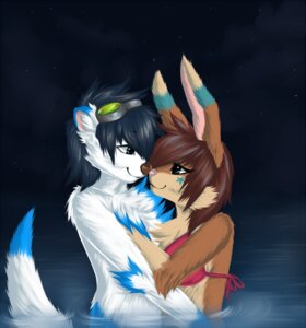 Rating: Safe Score: 0 Tags: anthro bikini clothed clothing duo e621 eye_contact eyewear female goggles hutchyy lagomorph leporid looking_at_another male mammal mustelid otter rabbit romantic romantic_ambiance romantic_couple skimpy swimwear tail two-piece_swimsuit water User: bunchy7s