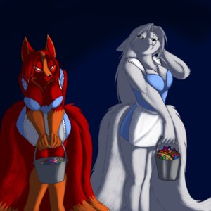 Rating: Safe Score: 0 Tags: 1:1 anthro black_nose blue_eyes breasts candy canid canine cleavage clothed clothing dessert dreamspinner duo e621 female food fox foxenawolf fur hair krinele_fullin looking_at_viewer mammal molly_fullin multi_tail orange_body orange_fur orange_hair red_body red_fur red_hair smile tail white_body white_fur white_hair User: bunchy7s