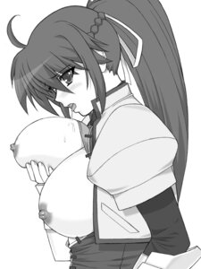 Rating: Explicit Score: 0 Tags: breast_grab breast_lift breasts female huge_breasts long_hair lyrical_nanoha mahou_shoujo_lyrical_nanoha monochrome nipples ponytail rule34 shichimenchou signum tied_hair User: bunchy7s