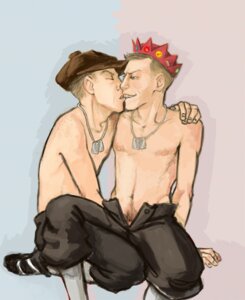 Rating: Explicit Score: 0 Tags: blonde_hair closed_eyes crown dog_tags erect_nipples gay hand_down_pants hand_on_shoulder kissing male male_focus male_only nipples pants_open rule34 scout scout_(team_fortress_2) selfcest slouch_cap tagme team_fortress_2 topless xiggeh User: bunchy7s