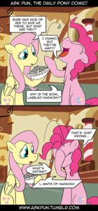 Rating: Safe Score: 0 Tags: ask_pun bowl candy comic container cutie_mark dessert duo e621 earth_pony elements_of_harmony english_text equid equine feathered_wings feathers female feral fluttershy_(mlp) food friendship_is_magic hasbro horse humor loceri mammal mint_(candy) my_little_pony mythological_creature mythological_equine mythology pegasus pinkie_pie_(mlp) pony pun tail text tossing tumblr url wings yellow_body yellow_feathers User: bunchy7s