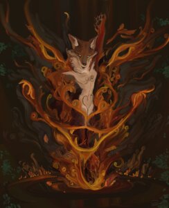 Rating: Safe Score: 0 Tags: abstract_background anthro canid canine canis coyote e621 fire looking_at_viewer magic male mammal navel pira simple_background solo User: bunchy7s
