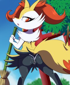 Rating: Explicit Score: 0 Tags: 2013 animal_genitalia anthro bamboo bamboo_object biped bodily_fluids braixen branch broom butt canid canine canine_genitalia cleaning_tool clothing detailed_background digital_media_(artwork) digitigrade e621 female fur generation_6_pokemon genitals half-closed_eyes inner_ear_fluff lonbluewolf looking_at_viewer looking_back mammal narrowed_eyes nintendo open_mouth outside panties plant pokemon pokemon_(species) presenting presenting_hindquarters pussy_floss rear_view red_eyes sky solo standing stick sweat tongue tree tuft underwear vulva wide_hipped_anthro wide_hipped_female wide_hips User: bunchy7s