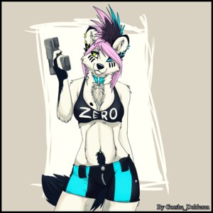 Rating: Safe Score: 0 Tags: 1:1 alternative_fashion anthro black_border body_hair border bottomwear breasts canid canine canis cleavage clothed clothing collar digital_media_(artwork) e621 ear_piercing female gorsha_(character) gorsha_pendragon gun hair handgun happy_trail heterochromia holding_gun holding_object holding_ranged_weapon holding_weapon mammal multicolored_hair navel navel_piercing piercing pistol punk ranged_weapon shaded shorts skimpy solo tail weapon wolf User: bunchy7s