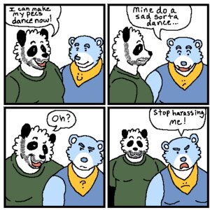 Rating: Safe Score: 0 Tags: 1:1 2d_animation animated animated_comic animated_gif anthro bear blue_body blue_fur blue_nose comic duo e621 fur giant_panda humor low_res male mammal marurun muscular pecs short_playtime User: bunchy7s Rating: Safe Score: 0 Tags: 1:1 2d_animation animated animated_comic animated_gif anthro bear blue_body blue_fur blue_nose comic duo e621 fur giant_panda humor low_res male mammal marurun muscular pecs short_playtime User: bunchy7s
