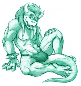 Rating: Questionable Score: 0 Tags: anthro biped bracelet bulge claws clothed clothing e621 green_and_white hair hi_res horn jewelry koopa long_hair looking_at_viewer male mario_bros monochrome muscular muscular_anthro muscular_male nintendo nipples qase_(character) reptile scalie simple_background sitting sketch skimpy solo spread_legs spreading tail thong tongue topless underwear ununununium white_background User: bunchy7s