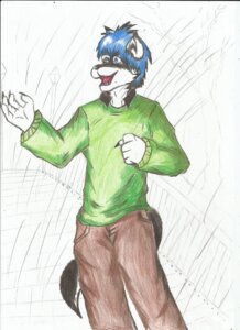 Rating: Safe Score: 0 Tags: anthro black_body black_claws black_fur blue_eyes blue_hair bottomwear brown_bottomwear brown_clothing canid canine canis claws clothed clothing darklycan e621 fully_clothed fur green_clothing green_topwear hair male mammal open_mouth outside pants plant raining raised_arm shirt shirt_collar smile solo street_lamp sweater topwear traditional_media_(artwork) tree white_body white_fur wolf User: bunchy7s