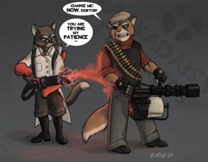Rating: Safe Score: 0 Tags: 2009 anthro clothing countershading crossover dialogue domestic_cat duo e621 english_text eye_patch eyewear felid feline felis fingerless_gloves gatling_gun glasses gloves gun handwear hat headgear headwear heavy_(team_fortress_2) kobb kobbers lackadaisy machine_gun male mammal medi_gun medic_(team_fortress_2) minigun mordecai_heller ranged_weapon tail team_fortress_2 text valve valve_corporation viktor_vasko weapon User: bunchy7s