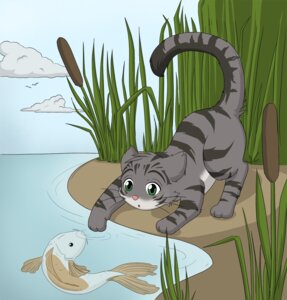 Rating: Safe Score: 0 Tags: ambiguous_gender aquatic cloud digitigrade domestic_cat duo e621 felid feline felis feral fin fish fur grass green_eyes grey_body grey_fur hi_res kurapika mammal outside pink_nose plant sand sky stripes water whiskers User: bunchy7s