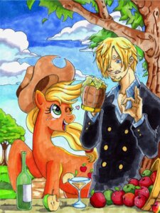 Rating: Safe Score: 0 Tags: 2013 apple applejack_(mlp) blonde_hair blue_eyes cloud container crossover cup cutie_mark duo e621 earth_pony equid equine facial_hair female feral food freckles friendship_is_magic fruit furniture green_eyes hair hasbro heart_symbol holding_container holding_cup holding_object horse human irie-mangastudios mammal my_little_pony one_eye_closed one_piece open_mouth outside plant pony sanji_(one_piece) sky table traditional_media_(artwork) tree wink User: bunchy7s