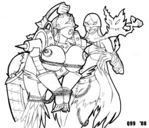 Rating: Explicit Score: 0 Tags: 2008 bondage breasts digimon female ladydevimon lowres monochrome nipples ophanimon quasi99 rule34 yuri User: bunchy7s