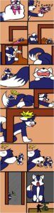 Rating: Questionable Score: 0 Tags: anthro bite canid canine comic dipstick_tail duo e621 extreme_size_difference food fox male mammal markings micro size_difference tail tail_markings xskullstomperx User: bunchy7s