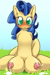 Rating: Questionable Score: 0 Tags: 2013 big_teats blue_hair blush bodily_fluids crotch_breasts e621 earth_pony equid equine fan_character female feral freckles fur grispinne hair hasbro hi_res horse lactating looking_at_viewer mammal milk milky_way_(flash_equestria) multicolored_hair my_little_pony pony smile solo spread_legs spreading teats two_tone_hair yellow_body yellow_fur User: bunchy7s