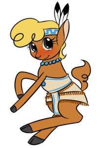 Rating: Safe Score: 0 Tags: accessory american_bison beads bison blush bovid bovine clothing digital_media_(artwork) dress e621 feathers female feral friendship_is_magic hasbro headband hooves kloudmutt little_strongheart_(mlp) mammal my_little_pony simple_background solo tail toony young young_female young_feral User: bunchy7s