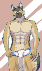 Rating: Explicit Score: 0 Tags: abs amber_eyes anthro biceps biped black_nose blush brown_body brown_fur bulge canid canine canis clothed clothing domestic_dog e621 front_view fur german_shepherd herding_dog kemono looking_at_viewer male mammal muscular muscular_anthro muscular_male nipples pastoral_dog pecs simple_background solo standing sum_kemono tan_body tan_fur topless underwear User: bunchy7s