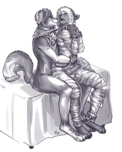 Rating: Explicit Score: 0 Tags: anthro arh balls bdsm bodily_fluids bondage border_collie bound canid canine canis collar collie cuff_(restraint) domestic_dog dominant dominant_male duo e621 erection fangs genital_fluids genitals herding_dog hyena knot laszlo_(stripeyyena) leash male male/male mammal monochrome nude open_mouth pastoral_dog penis precum restraints shackles sheepdog simple_background small_balls striped_hyena submissive submissive_male teeth tongue white_background young young_anthro User: bunchy7s