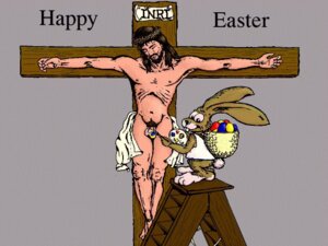 Rating: Explicit Score: 0 Tags: 4:3 ambiguous_gender balls black_eyes blasphemy bodypaint bottomless brown_body brown_fur brown_hair brush buckteeth christianity clothed clothing cotton_tail cross crucifixion duo e621 easter easter_balls easter_bunny easter_egg egg english_text eyes_closed feet flaccid fur genitals grey_background hair height_assist holiday_message holidays human jesus_christ ladder lagomorph latin_text leporid lol_comments male mammal nailed nude paint paintbrush painted_balls parody penis rabbit religion sacrilegious satire short_tail simple_background tail teeth text topwear topwear_only translated unknown_artist what where_is_your_god_now white_feet why User: bunchy7s