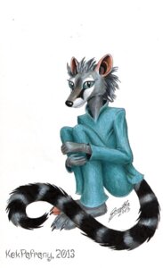 Rating: Safe Score: 0 Tags: 2013 ambiguous_gender anthro e621 genet kekpafrany mammal simple_background solo tail traditional_media_(artwork) viverrid white_background User: bunchy7s