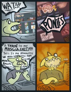 Rating: Explicit Score: 0 Tags: angry anthro applejack_(mlp) bodily_fluids browsing comic commentary computer digital_media_(artwork) disgruntled drooling e621 electronics english_text equid equine fluttershy_(mlp) friendship_is_magic froth furaffinity genitals hasbro horse humor internet jerry_(mistresssparkles) male mammal masculinity mistresssparkles my_little_pony penis pinkie_pie_(mlp) pony princess_celestia_(mlp) rainbow_dash_(mlp) reaction_image saliva solo surprised text thestory yellow_body User: bunchy7s
