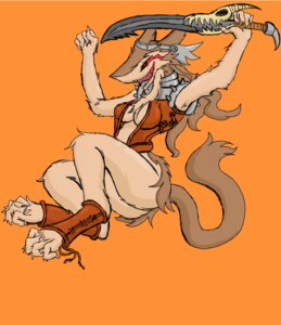 Rating: Safe Score: 0 Tags: action_pose anthro armor basketgardevoir breasts e621 female holding_object holding_weapon mammal pose sergal solo tail weapon User: bunchy7s