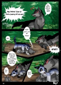 Rating: Safe Score: 0 Tags: canid canine canis comic detailed_background dialogue digital_media_(artwork) dubius e621 english_text feral group male mammal nature outside rukifox shadow soma tail text toony watermark wolf User: bunchy7s