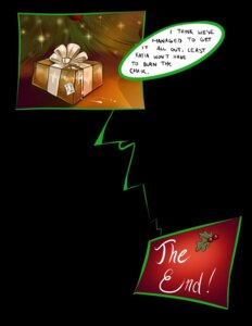 Rating: Questionable Score: 0 Tags: 3_dog_night_christmas_issue ambiguous_fluids black_background christmas christmas_tree comic demicoeur dialogue digital_media_(artwork) e621 end_page english_text gift gift_tag holidays holly_(plant) not_furry offscreen_character plant ribbons simple_background speech_bubble text tree zero_pictured User: bunchy7s