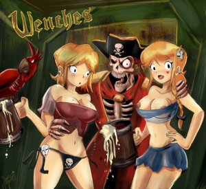 Rating: Questionable Score: 0 Tags: alcohol avian beverage big_breasts bird blonde_hair bone breasts clothed clothing e621 ear_piercing female food group hair heart_symbol human jolly_roger male mammal nipple_slip nipples not_furry panties parrot piercing pirate shadman skeleton skimpy tattoo undead underwear User: bunchy7s