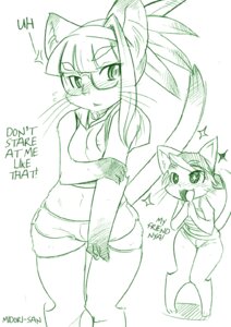 Rating: Safe Score: 0 Tags: anthro bangs big_eyes biped black_text bottomwear breasts clothed clothing comic denim denim_clothing dialogue dolphin_shorts domestic_cat duo e621 english_text eyebrow_through_hair eyebrows eyewear felid feline felis female glasses graphite_(artwork) green_and_white hair kemonono knock-kneed mammal midori_(nakagami_takashi) midriff momo_(nekowife) monochrome nekowife open_mouth pupils semi-anthro shirt shorts star_pupils symbol-shaped_pupils tail tank_top text thick_eyebrows tongue topwear traditional_media_(artwork) translucent translucent_hair tube_top underwear unusual_pupils whiskers wife User: bunchy7s