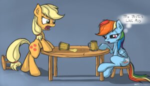 Rating: Safe Score: 0 Tags: 2014 absurd_res applejack_(mlp) blonde_hair blue_body blue_feathers blue_fur cider dialogue duo e621 earth_pony english_text equid equine feathered_wings feathers female feral freckles friendship_is_magic fur furniture green_eyes hair hasbro hi_res horse mammal multicolored_hair multicolored_tail my_little_pony mythological_creature mythological_equine mythology neko-me open_mouth orange_body orange_fur pegasus pink_eyes pony rainbow_dash_(mlp) rainbow_hair rainbow_tail sitting standing stool table tail text wings User: bunchy7s