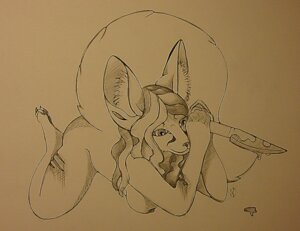Rating: Questionable Score: 0 Tags: anthro big_ears biped blood bodily_fluids breasts canid canine claws e621 eyebrows feet female fennec_fox fluffy fluffy_tail fox fur hair holding_object holding_weapon humanoid_hands knife long_hair lying mammal monochrome nipples nude on_front pawpads paws scar sketch slim smile solo tail true_fox unknown_artist weapon User: bunchy7s