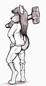 Rating: Safe Score: 0 Tags: 2010 alan_foreman anthro banhammer biped boots bowman's_wolf canid canine canis clothed clothing digitigrade digitigrade_boots e621 female florence_ambrose footwear freefall_(webcomic) full-length_portrait fur greyscale hair hammer looking_at_viewer looking_back looking_back_at_viewer mammal monochrome portrait pose rear_view red_wolf shoes solo tail three-quarter_view tools wolf User: bunchy7s