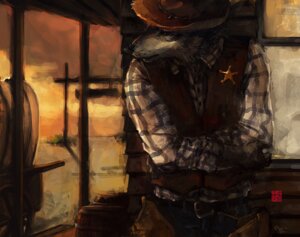 Rating: Safe Score: 0 Tags: anthro canid canine canis clothing e621 hat headgear headwear male mammal racoonwolf sheriff solo wild_west wolf User: bunchy7s