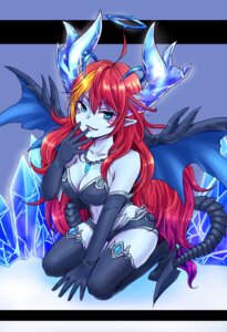 Rating: Questionable Score: 0 Tags: ahoge armwear bare_shoulders black_clothing black_gloves black_handwear black_legwear blue_body blue_eyes blue_skin breasts cappuccino1 cleavage clothed clothing crystal demon diamond_(gem) e621 elbow_gloves female gem gloves hair handwear hera-is_(puzzle_and_dragons) horn humanoid humanoid_pointy_ears jewelry legwear long_hair looking_at_viewer looking_away membrane_(anatomy) membranous_wings multicolored_hair navel necklace not_furry orange_hair pointy_ears purple_hair puzzle_and_dragons red_hair simple_background solo spade_tail tail thigh_highs two_tone_hair white_background wings User: bunchy7s