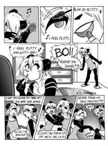 Rating: Safe Score: 0 Tags: angry anthro applying_makeup bear bo_(j3t) borderless_panel broken_language brush brushing brushing_hair caught_in_the_act chinese close-up clothed clothing comic crossdressing dialogue digital_media_(artwork) duo e621 english_text female femboy giant_panda greyscale hair hairbrush holding_brush holding_hairbrush holding_object j3t jewelry lipstick lipstick_(object) makeup male mammal momo_(j3t) monochrome musical_note musical_symbol onomatopoeia panel_skew personal_grooming seven_frame_image sibling_(lore) singing sketch sound_effects speech_bubble stealing styling_hair symbol text twins_(lore) User: bunchy7s