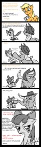 Rating: Safe Score: 0 Tags: absurd_res abuse apple_bloom_(mlp) applejack_(mlp) camera clothing comic e621 earth_pony english_text equid equine female feral friendship_is_magic gavalanche hasbro hat headgear headwear hi_res horse mammal my_little_pony pony quadruped script tail text young young_feral User: bunchy7s