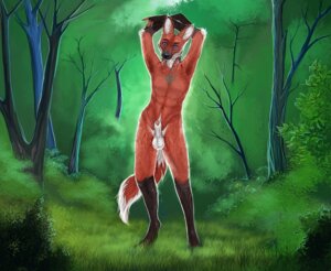 Rating: Explicit Score: 0 Tags: abs animal_genitalia anthro arms_above_head balls blue_eyes canid canine detailed_background e621 fur genitals half-erect looking_at_viewer male mammal maned_wolf nature nude outside penis red_body red_fur sheath solo theowlette User: bunchy7s