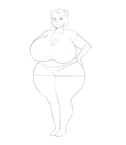 Rating: Questionable Score: 0 Tags: bear big_breasts black_and_white breasts cleavage clothed clothing e621 female ffuffle hair hi_res looking_at_viewer mammal monochrome obese obese_female overweight overweight_female simple_background skimpy solo white_background wide_hips User: bunchy7s