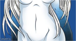 Rating: Questionable Score: 0 Tags: ambiguous_species anthro belly_focus blue_background breasts close-up e621 female front_view hair mammal morningstar_(artist) nude simple_background solo torso_shot under_boob white_body white_hair wide_hips User: bunchy7s