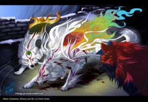 Rating: Safe Score: 0 Tags: amaterasu_(okami) ambiguous_gender blood bodily_fluids canid canine canis capcom clover_studio deity detailed detailed_background e621 feral fur group grypwolf issun_(okami) mammal okami_(capcom) oki_(okami) outside poncle quadruped realistic shiranui_(okami) snow tail white_body white_fur wolf User: bunchy7s