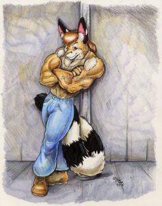 Rating: Safe Score: 0 Tags: 2006 anthro bassariscus big_ears big_muscles black_body black_fur boots bottomwear brown_hair bulge cacomistle clothed clothing crossed_arms e621 footwear fully_clothed fur hair inner_ear_fluff leaning looking_at_viewer male mammal muscular muscular_anthro muscular_male orange_body orange_fur pants pole pose procyonid red_eyes shirt shoes smile solo stripes tail tank_top topwear tuft white_body white_fur wolfgangcake User: bunchy7s