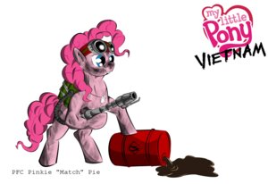 Rating: Safe Score: 0 Tags: blue_eyes dog_tags e621 earth_pony equid equine evil_grin eyewear female feral flamethrower friendship_is_magic fur goggles hair hasbro hi_res horse mammal my_little_pony oil oil_drum pink_body pink_fur pink_hair pinkie_pie_(mlp) pony ranged_weapon simple_background smile solo tail unknown_artist vietnam weapon white_background User: bunchy7s
