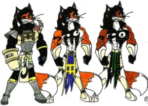 Rating: Safe Score: 0 Tags: anthro armor canid canine e621 fox group hi_res male mammal multiple_versions toddrogue69 todoxas User: bunchy7s