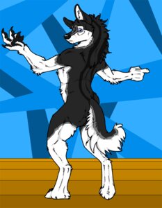 Rating: Safe Score: 0 Tags: anthro blue_eyes canid canine canis dancing digitigrade domestic_dog e621 husky looking_at_viewer male mammal nordic_sled_dog shuski solo spitz tail wereblood User: bunchy7s