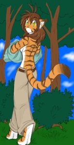 Rating: Safe Score: 0 Tags: anthro bare_back bottomwear breasts brown_hair casual_exposure clothed clothing color_edit colored conditional_dnp countershading digitigrade e621 felid female flora_(twokinds) fur hair keidran long_hair looking_at_viewer mammal orange_body orange_fur pantherine pants partially_clothed paws shirt shoulder_blades side_boob solo stripes tail tan_clothing teal_clothing third-party_edit tiger tom_fischbach topwear twokinds white_body white_fur xbox360720 yellow_eyes User: bunchy7s