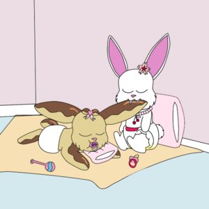 Rating: Safe Score: 0 Tags: 1:1 2013 anthro bodily_fluids clean_diaper clothed clothing diaper diaper_only drooling duo e621 ear_nom eclair_(sweetspet) eclen eyes_closed female hare japanese_hare jewelpet lagomorph leporid low_res mammal nom object_in_mouth pacifier pacifier_in_mouth rabbit rattle ruby_(jewelpet) saliva sanrio sararoo sega sega_fave sleeping sweetspet toddler topless wearing_diaper young young_anthro User: bunchy7s